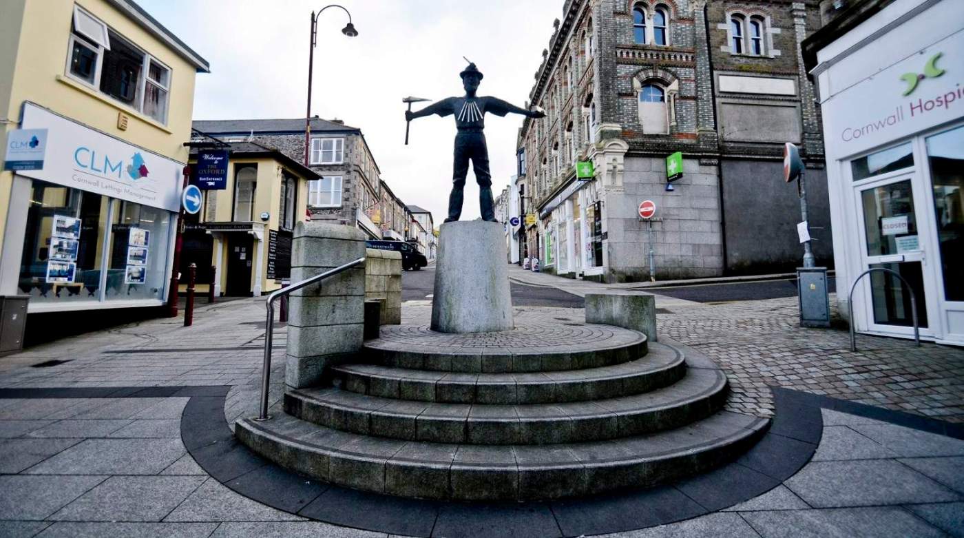 a picture of redruth highstreet in cornwall